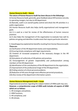 Human Resource Audit – Nature 
The nature of Human Resource Audit has been discuss in the followings: 
(i) Human Resource A