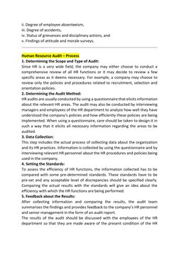 ii. Degree of employee absenteeism, 
iii. Degree of accidents, 
iv. Status of grievances and disciplinary actions, and 
v. Fi