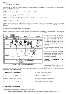 Prepared & Edited By Sumit Dey, M.Sc,B.Ed, CSIR-NET Qualified -Contact me @9775711974
Page 4 of 39
Features of Man:
In contr