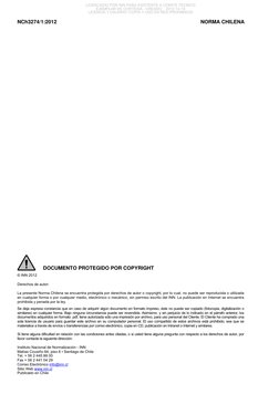 NCh3274/1:2012 
NORMA CHILENA 
 
 
 
 
DOCUMENTO PROTEGIDO POR COPYRIGHT 
© INN 2012 
Derechos de autor: 
La presente Norma C