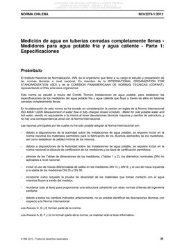 NORMA CHILENA 
NCh3274/1:2012
 
© INN 2012 - Todos los derechos reservados 
iii
 
Medición de agua en tuberías cerradas compl