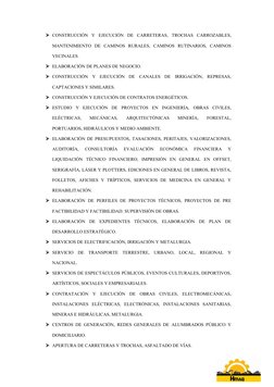CONSTRUCCIÓN  Y  EJECUCIÓN  DE  CARRETERAS,  TROCHAS  CARROZABLES,
MANTENIMIENTO  DE  CAMINOS  RURALES,  CAMINOS  RUTINARIOS