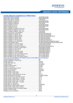 Amadeus Commands Quick Reference Guide | PDF | Frequent Flyer Program ...