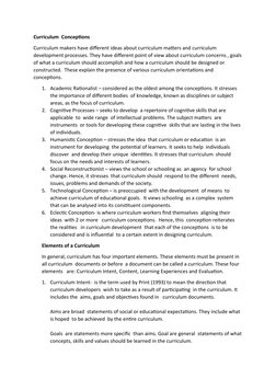 Major Conceptions of Curriculum | PDF | Curriculum | Education Theory