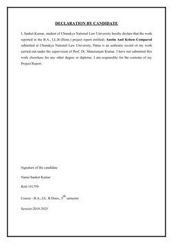 DECLARATION BY CANDIDATE
I, Sanket Kumar, student of Chanakya National Law University hereby declare that the work
reported i