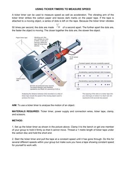 Ticker Timer Experiment for Speed Measurement | PDF | Speed | Acceleration