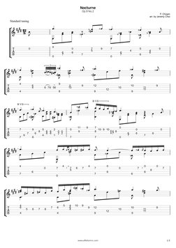 Tab - Chopin - Nocturne Op9 No2 Arr by Jeremy Choi | PDF | Musical