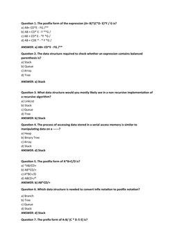 Infix to Postfix Conversion Quiz | PDF | Array Data Structure | Notation