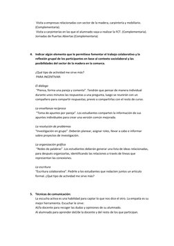 Visita a empresas relacionadas con sector de la madera, carpintería y mobiliario. 
(Complementaria). 
 Visita a carpinterías