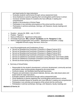 Teacher Work Experience Summary | PDF | Lesson Plan | Teachers