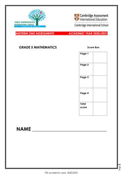 FIIS academic year  2020/2021 
Page1 
 
MIDTERM ONE ASSESSMENTS                  ACADEMIC YEAR 2020/2021 
 
           GRAD