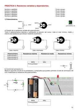 51 
 
PRÁCTICA 3. Resistores variables y dependientes. 
 
Nombre y apellidos:  
 
 
 
 
 
 
 
Curso y grupo: 
Nombre y apelli