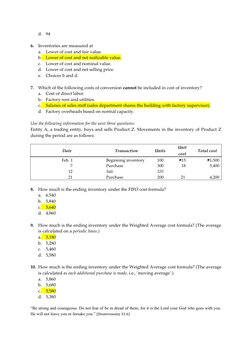 PAS 2 Inventories Quiz and Answers | PDF | Inventory | Cost