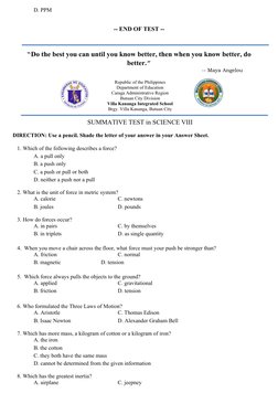 Grade 7 Science Quarter 1 Exam Guide | PDF | Solution | Solubility