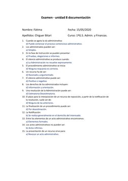 Examen · unidad 8 documentación
Nombre: Fátima                                      Fecha: 15/05/2020
Apellidos: Chiguer Bita