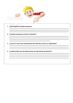 CUESTIO
NARIO
1.
¿Qué significa la palabra adviento? 
_______________________________________________________________________