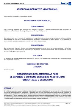 ACUERDO GUBERNATIVO 854-91
ACUERDO GUBERNATIVO NUMERO 854-91
Palacio Nacional: Guatemala 14 de noviembre de 1991.  
 
EL PRES
