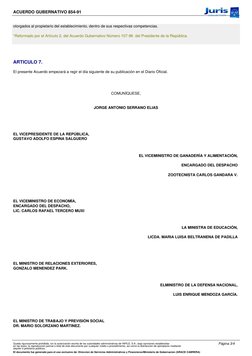 ACUERDO GUBERNATIVO 854-91
otorgados al propietario del establecimiento, dentro de sus respectivas competencias.  
 
*Reforma