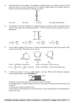 Physics Olympiad Question Paper 2015 | PDF | Friction | Force