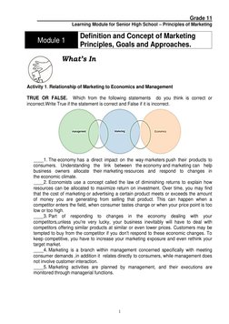 Grade 11 Principles of Marketing Module | PDF | Marketing | Sales