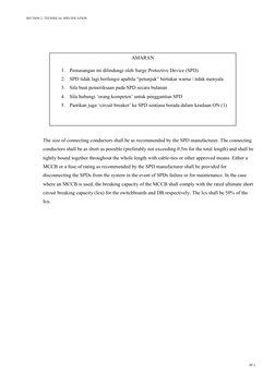 SECTION 2: TECHNICAL SPECIFICATION
The size of connecting conductors shall be as recommended by the SPD manufacturer. The con