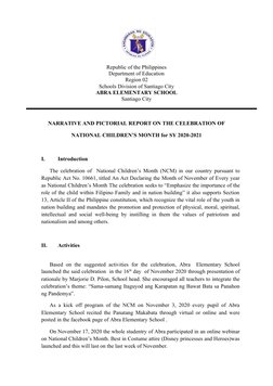 Republic of the Philippines
Department of Education
Region 02
Schools Division of Santiago City
ABRA ELEMENTARY SCHOOL
Santia