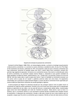Esquema de evolução da posição dos continentes
   Contudo foi Alfred Wegner (1880-1930), um meteorologista alemão, o primeiro