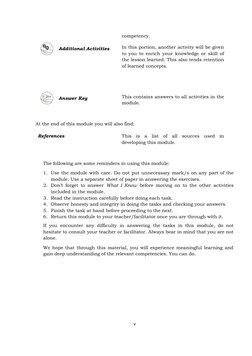 competency. 
Additional Activities
In this portion, another activity will be given
to you to enrich your knowledge or skill o