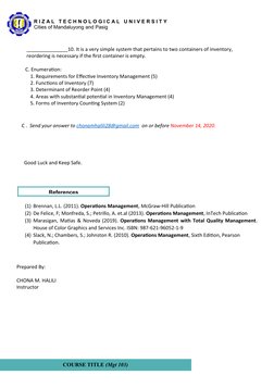 COURSE TITLE (Mgt 103)
R I Z A L   T E C H N O L O G I C A L   U N I V E R S I T Y
Cities of Mandaluyong and Pasig
        __