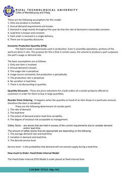 COURSE TITLE (Mgt 103)
R I Z A L   T E C H N O L O G I C A L   U N I V E R S I T Y
Cities of Mandaluyong and Pasig
These are