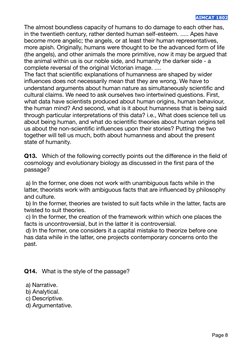 AIMCAT 1802 
The almost boundless capacity of humans to do damage to each other has, 
in the twentieth century, rather dented