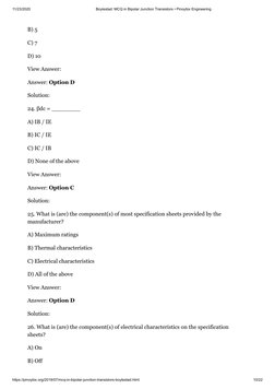 11/23/2020
Boylestad: MCQ in Bipolar Junction Transistors • Pinoybix Engineering
https://pinoybix.org/2019/07/mcq-in-bipolar-