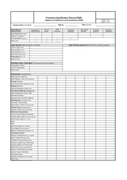 Procedure Qualification Record (PQR)   
Registro de Calificación de Procedimiento (PQR)   
Page 1 of 2
Pagina 1 de 2
PQR No.