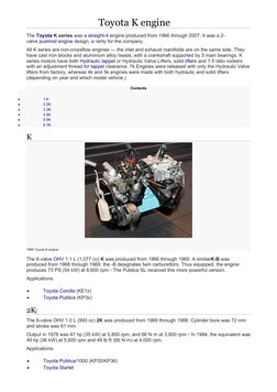 K Type Engine Toyota K Series Engine Specifications | PDF | Land Vehicles | Engine ...