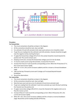 Procedure 
For forward-bias 
 
The circuit connections should be as shown in the diagram. 
 
All the connections should