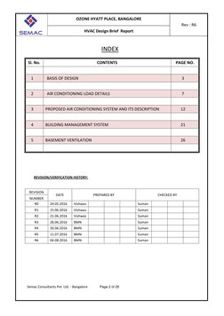 OZONE HYATT PLACE, BANGALORE 
Rev : R6 
HVAC Design Brief  Report 
 
 
Semac Consultants Pvt. Ltd. - Bangalore