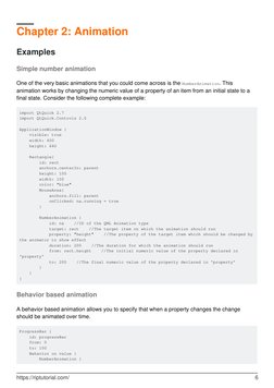 Chapter 2: Animation
Examples
Simple number animation
One of the very basic animations that you could come across is the Numb