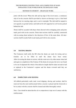 THE PROPOSED CONSTRUCTION AND COMPELTION OF MAIN 
INFRASTRUCTURE WORK FOR PK TECHNOLOGY PARK  
METHOD STATEMENT – DRAINAGE WO