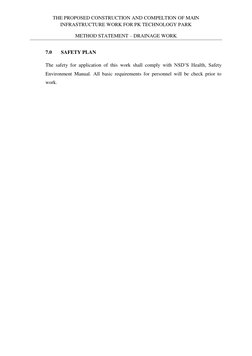 THE PROPOSED CONSTRUCTION AND COMPELTION OF MAIN 
INFRASTRUCTURE WORK FOR PK TECHNOLOGY PARK  
METHOD STATEMENT – DRAINAGE WO