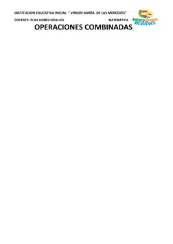 INSTITUCION EDUCATIVA INICIAL  “ VIRGEN MARÍA  DE LAS MERCEDES”  
DOCENTE: ELSA GÓMEZ HIDALGO