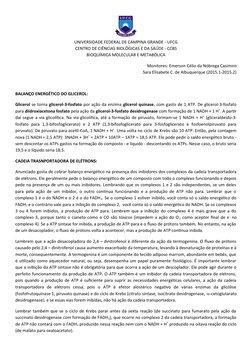 UNIVERSIDADE FEDERAL DE CAMPINA GRANDE - UFCG
CENTRO DE CIÊNCIAS BIOLÓGICAS E DA SAÚDE - CCBS
BIOQUÍMICA MOLECULAR E METABÓLI