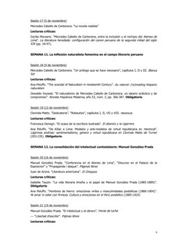 Sesión 17 (5 de noviembre)
Mercedes Cabello de Carbonera. “La novela realista”
Lecturas críticas:
Cecilia Moreano. “Mercedes