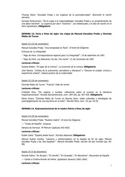 Thomas Ward. “González Prada  y los orígenes de la posmodernidad”.  Buscando la nación
peruana
Gonzalo Portocarrero. “De la c
