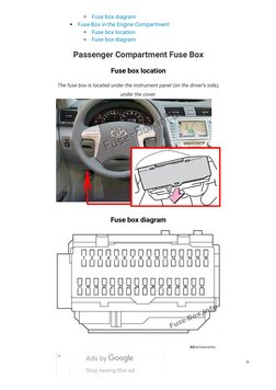 2007 toyota camry cigarette lighter fuse location Camry: Box Diagram Can anyone tell me where