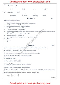 Class 5 Maths Question Paper Term 1 | PDF | Fraction (Mathematics ...