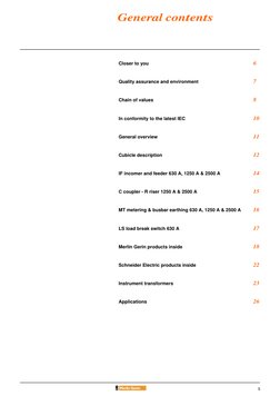 5
General contents
Closer to you
6
Quality assurance and environment
7
Chain of values
8
In conformity to the latest IEC
1