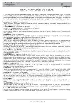 Alta Gama Moda -  Pag. 3
Diseño de Indumentaria
Primer Cuatrimestre
Tema: Colecciones
DENOMINACIÓN DE TELAS
A continuación se