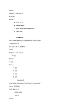 end for
for (each k from 0 to 4)
print c[k]
end for
A.
11 12  13 14 1 5
B.
7 11 15  19 23
C.
None of the mentioned options
D.