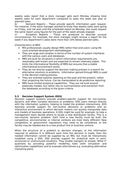 weekly  sales  report  that  a  store  manager  gets  each  Monday  showing  total 
weekly sales for each department compared