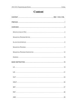 HNC-8-PLC Programming specification                                                     Catalog 
 
Content 
CONTENT .........